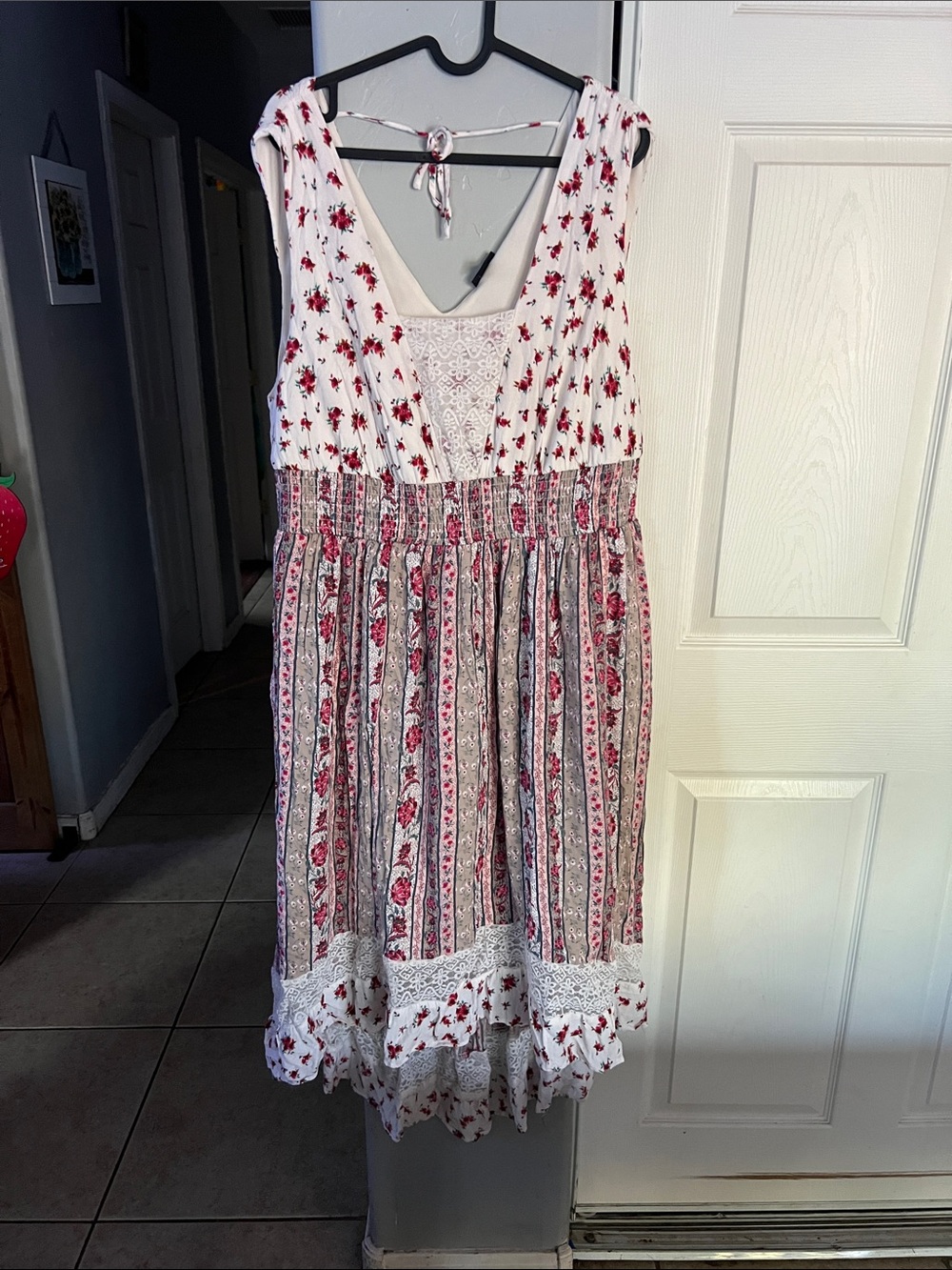torrid White and Red Floral Boho Midi Dress
